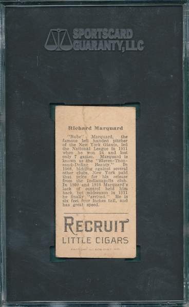 1912 T207 Marquard Recruit Little Cigars SGC 20