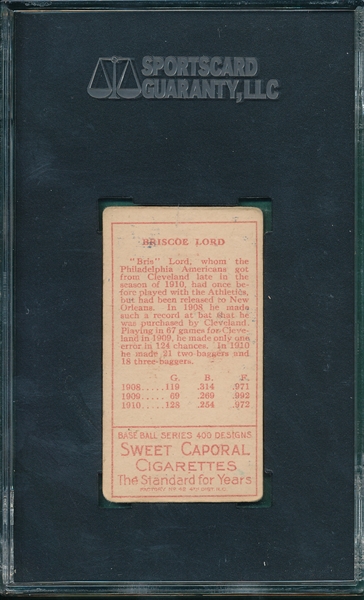 1911 T205 Lord, Briscoe, Sweet Caporal Cigarettes SGC 40