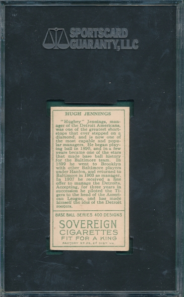 1911 T205 Jennings Sovereign Cigarettes SGC Authentic