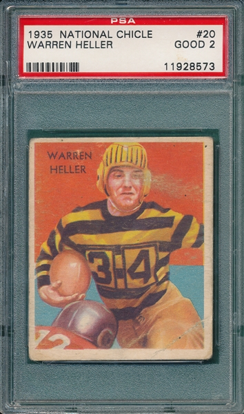 1935 National Chicle FB #20 Warren Heller PSA 2