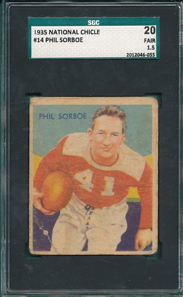 1935 National Chicle FB #14 Phil Sorbe SGC 20