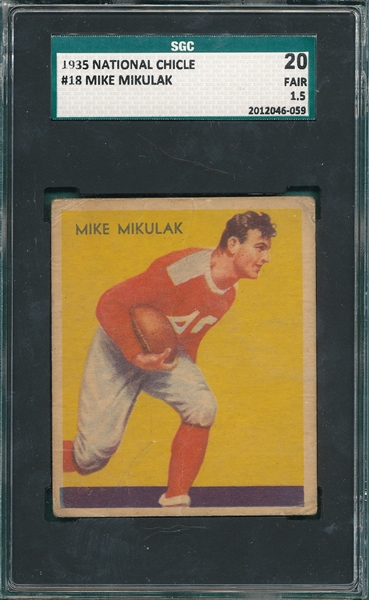1935 National Chicle FB #18 Mike Mikulak SGC 20