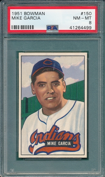 1951 Bowman #150 Mike Garcia PSA 8