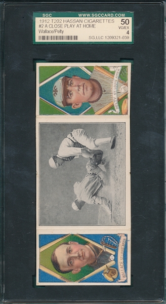 1912 T202 A Close Play At Home, Wallace/Pelty, Hassan Cigarettes SGC 50