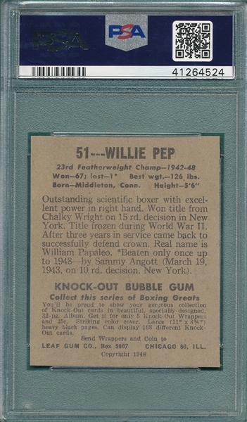 1948 Leaf Boxing #51 Willie Pep PSA 5
