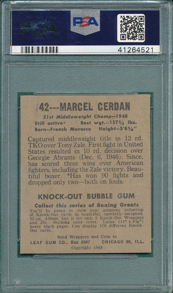 1948 Leaf Boxing #42 Marcel Cerdan PSA 7