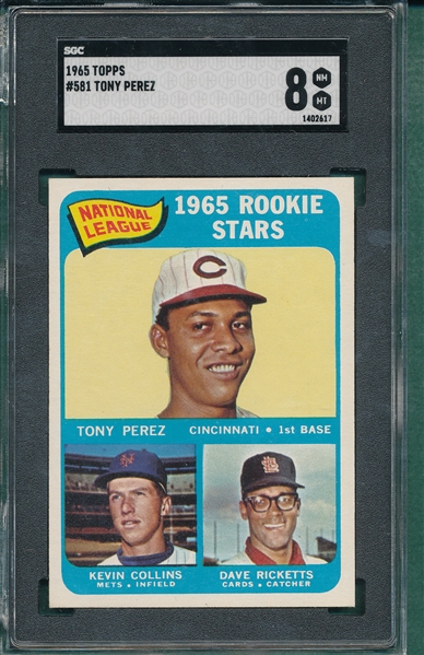 1965 Topps #581 Tony Perez SGC 8 *Hi #* *Rookie*