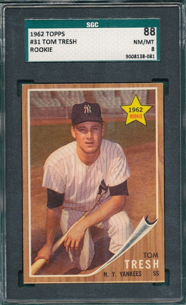 1962 Topps #31 Tom Tresh SGC 88 *Rookie* 