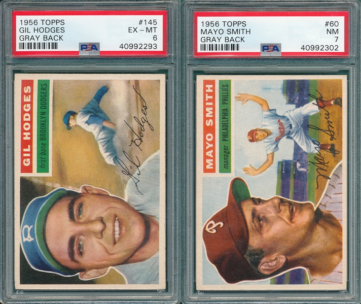 1956 Topps #60 Smith & #145 Hodges, Lot of (2), PSA