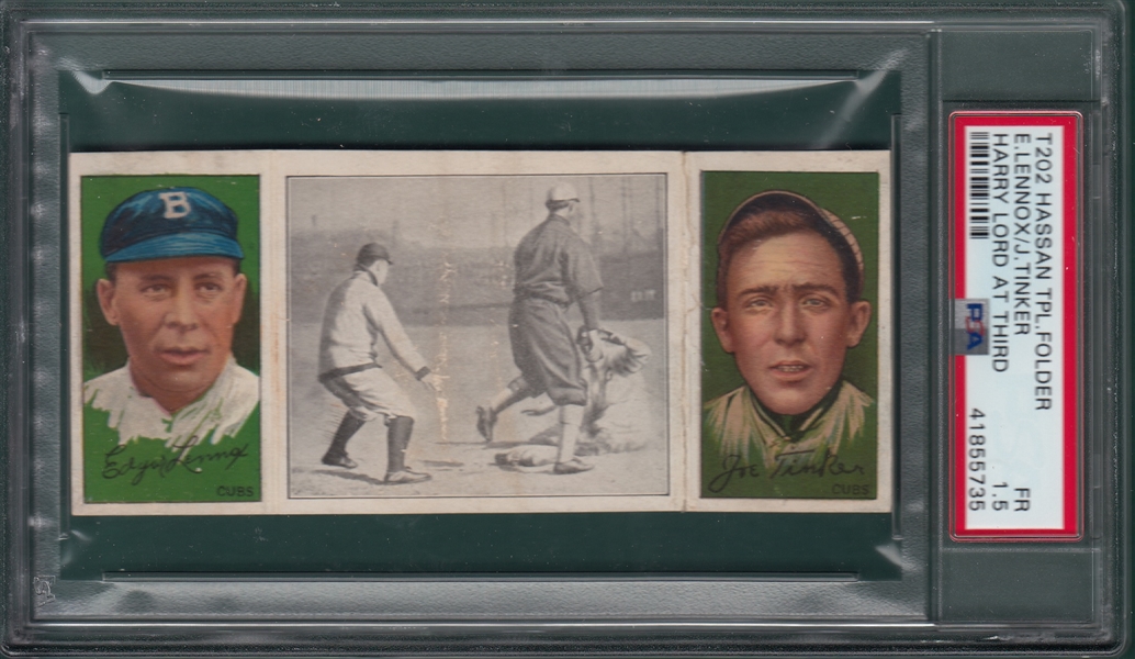 1912 T202 Harry Lord At Third, Lennox/Tinker, Hassan Cigarettes, PSA 1.5