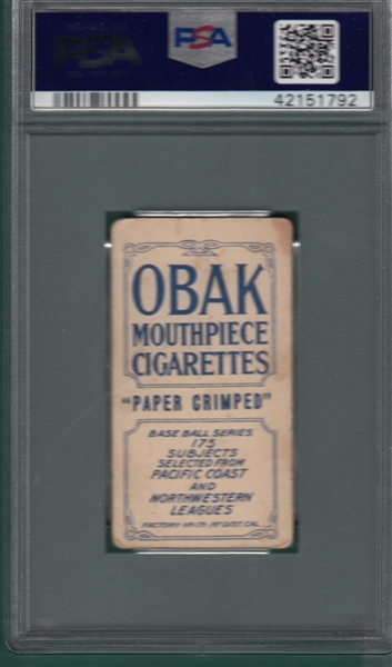 1910 T212-2 Shaw Obak Cigarettes PSA 3.5