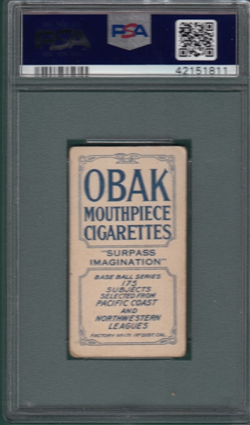 1910 T212-2 Annis Obak Cigarettes PSA 3