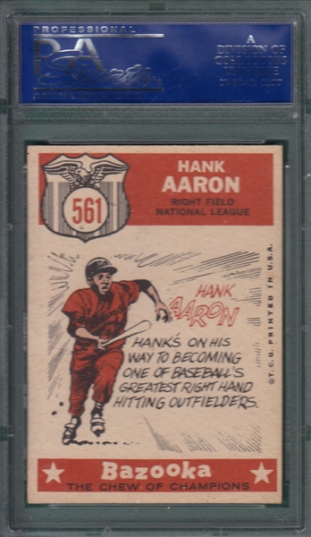 1959 Topps #561 Hank Aaron, AS, PSA 5