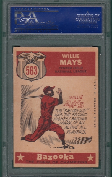1959 Topps #563 Willie Mays, AS, PSA 5