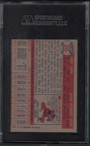 1957 Topps #20 Hank Aaron SGC 80