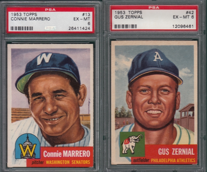 1953 Topps #13 Marrero & #42 Zernial, Lot of (2), PSA 6