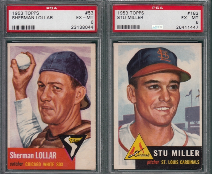 1953 Topps #53 Lollar & #183 Miller, Lot of (2), PSA 6