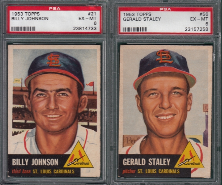 1953 Topps #21 Johnson & #56 Staley, Lot of (2), PSA 6