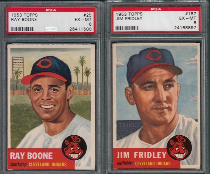 1953 Topps #25 Boone & #187 Fridley, Lot of (2), PSA 6