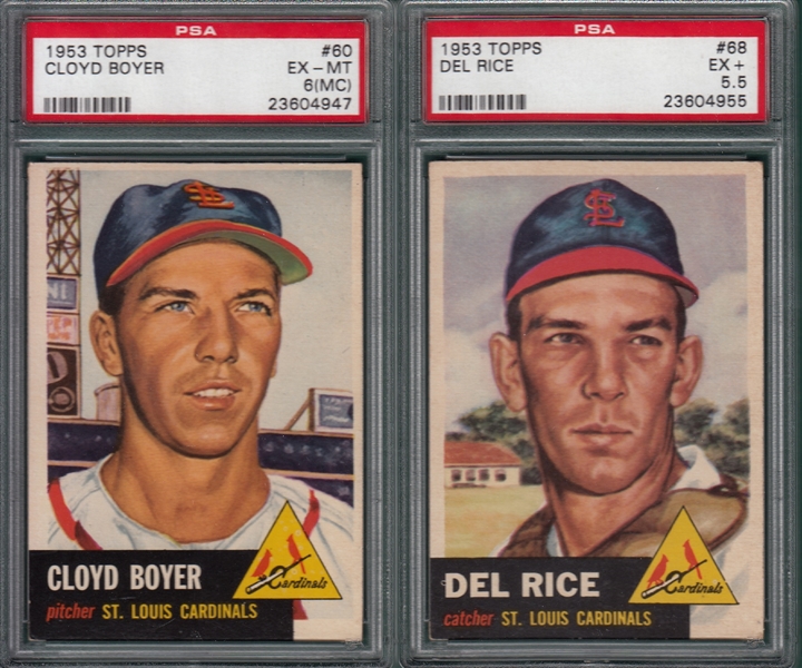 1953 Topps #60 Boyer & #68 Rice, Lot of (2), PSA 