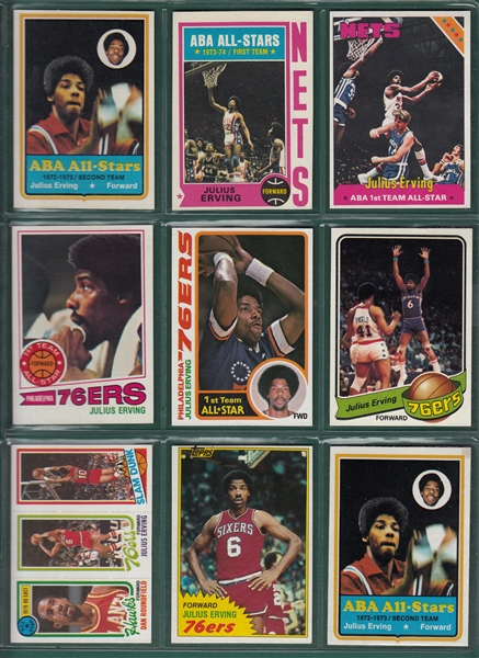 1973-96 Lot of (100+) Basketball Stars W/ Erving, Jordan and More