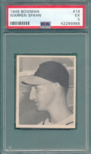 1948 Bowman #18 Warren Spahn PSA 5 *Rookie*