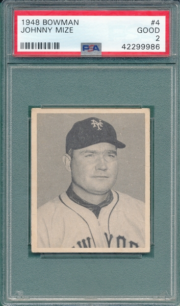 1948 Bowman #4 Johnny Mize PSA 2 *Rookie*