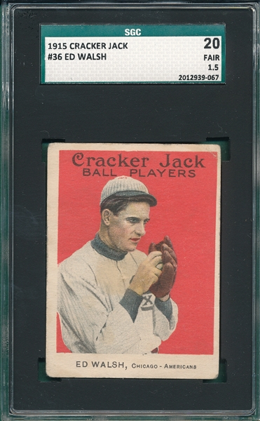 1915 Cracker Jack #36 Ed Walsh SGC 20 *Presents Better*