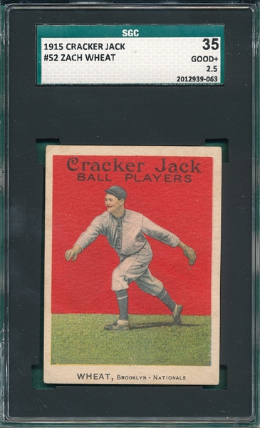 1915 Cracker Jack #52 Zach Wheat SGC 35