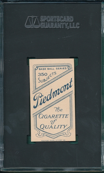 1909-1911 T206 Ames, Portrait, Piedmont Cigarettes SGC Authentic *Great Appearance*