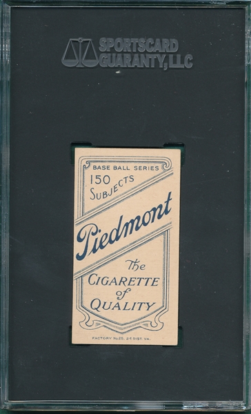 1909-1911 T206 Sullivan Piedmont Cigarettes SGC Authentic *Great Appearance*