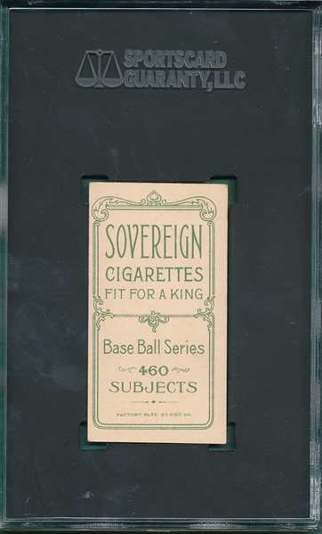 1909-1911 T206 Overall, Blue, Sovereign Cigarettes SGC 4.5 *460 Series*