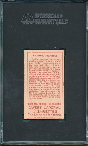 1911 T205 Fromme Sweet Caporal Cigarettes SGC Authentic *Great Presentation*