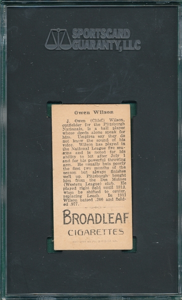 1912 T207 Wilson Broad Leaf Cigarettes SGC 3.5