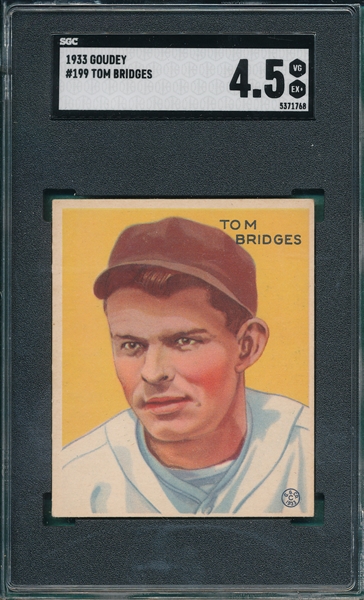 1933 Goudey #199 Tom Bridges SGC 4.5