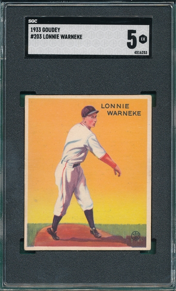 1933 Goudey #203 Lonnie Warneke SGC 5