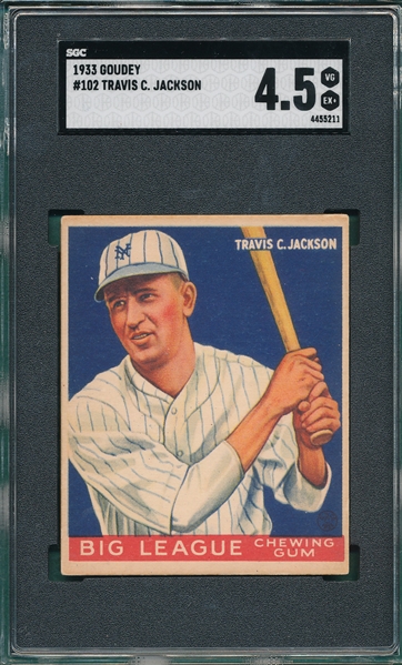 1933 Goudey #102 Travis Jackson SGC 4.5
