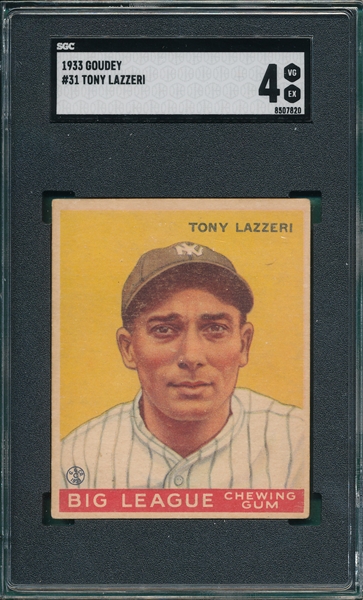 1933 Goudey #31 Tony Lazzeri SGC 4