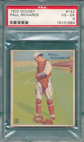 1933 Goudey #142 Paul Richards PSA 4