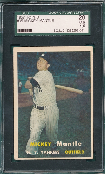 1957 Topps #95 Mickey Mantle SGC 20 *Presents Much Better*
