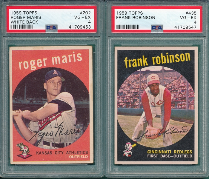 1959 Topps #202 Roger Maris & #435 Frank Robinson, Lot of (2) PSA 4