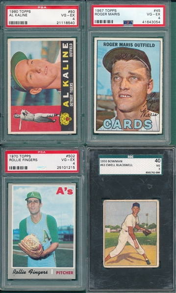 1950-89 Bowman/Topps Lot of (12) Graded Cards PSA/SGC W/ 1960 #50 Kaline PSA