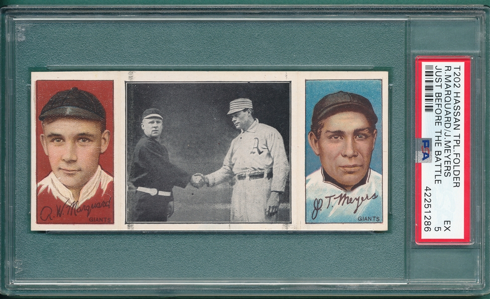 1912 T202 Just Before the Battle, Marquard/Meyers, Hassan Cigarettes PSA 5