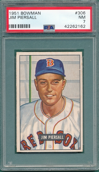 1951 Bowman #306 Jim Piersall PSA 7 *Hi #* *Rookie*