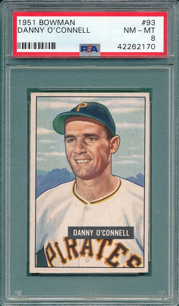 1951 Bowman #93 Danny O'Connell PSA 8