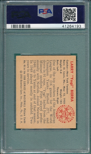 1950 Bowman #46 Yogi Berra PSA 6.5 *SP*