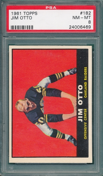 1961 Topps FB #182 Jim Otto PSA 8 *Rookie*
