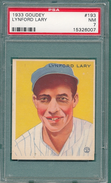 1933 Goudey #193 Lynford Lary PSA 7
