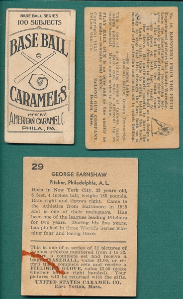 1909-33 E90-1, DeLong & US Caramel, Lot of (3)