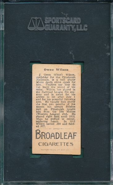 1912 T207 Wilson Broad Leaf Cigarettes SGC 20